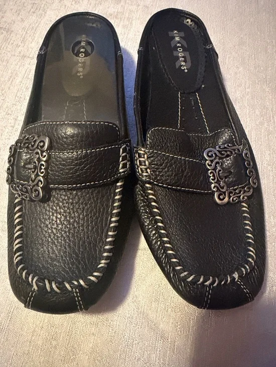 Kim Rogers ‘Charlotte’ Women’s Black Leather Slip-On Stylish Loafers Size 7.5 - Picture 5 of 10